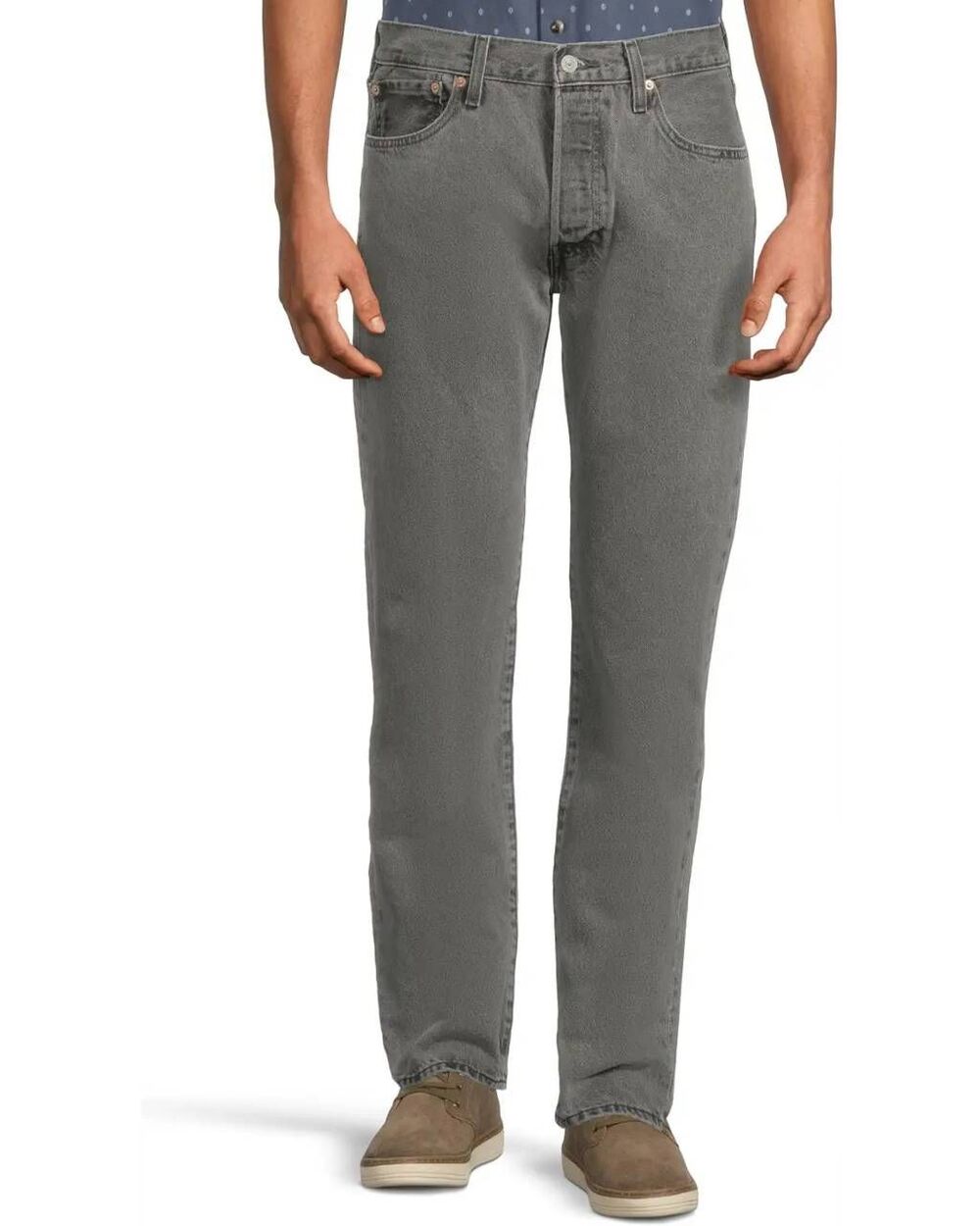 Levi's 501 cool gray 100% cotton button fly straight leg denim jeans 33 W 34 L